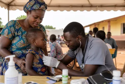 Consultation médicale lors d’une action humanitaire de la LPA